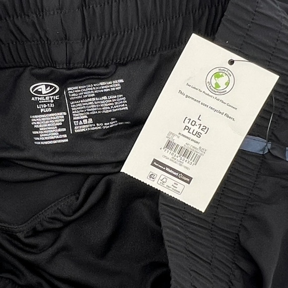 NWT athletic works Black Dri Fit Running Shorts Size Large (10/12) Plus Girl’s - Picture 2 of 5